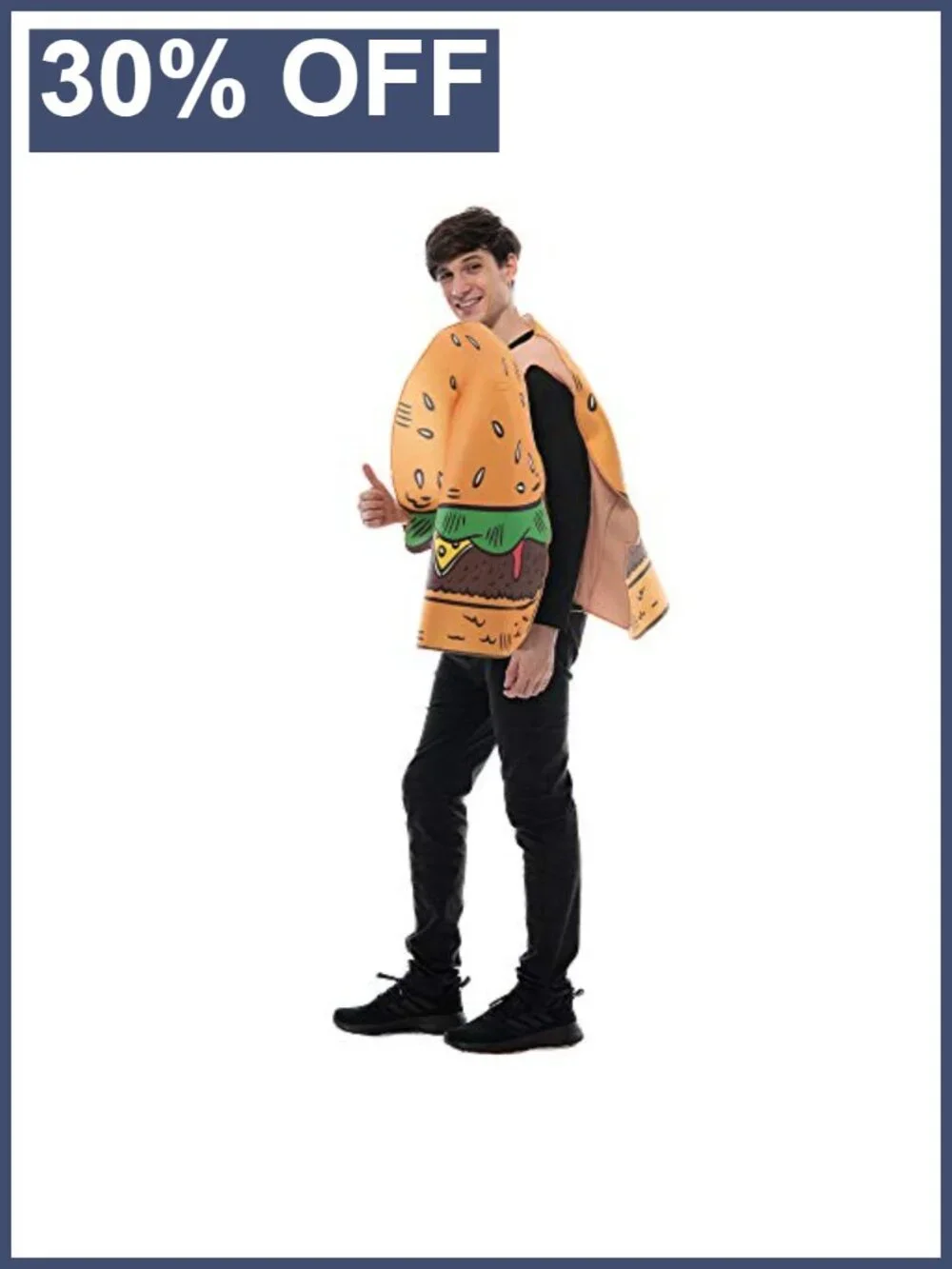 Adult Hamburger Costume One Size Funny Halloween Food Tunic Cosplay Polyester